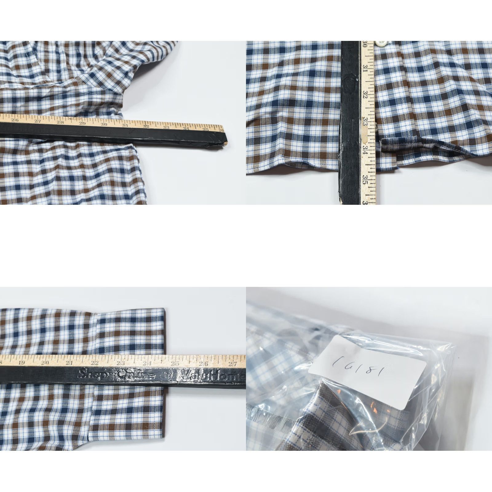 Stafford STAFFORD Travel Stretch Oxford Shirt Mens Big 20 Brown Blue Plaid Button-Down Size US XXL / EU 58 / 5 - 8 Thumbnail