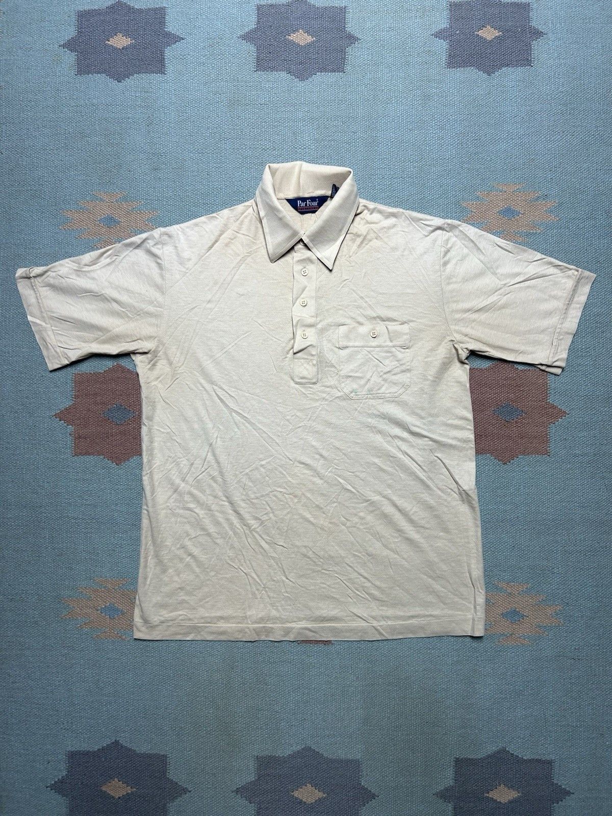 Vintage Vtg 80s polo shirt beige tan soft golf poly cotton medium Size US M / EU 48-50 / 2 - 1 Thumbnail