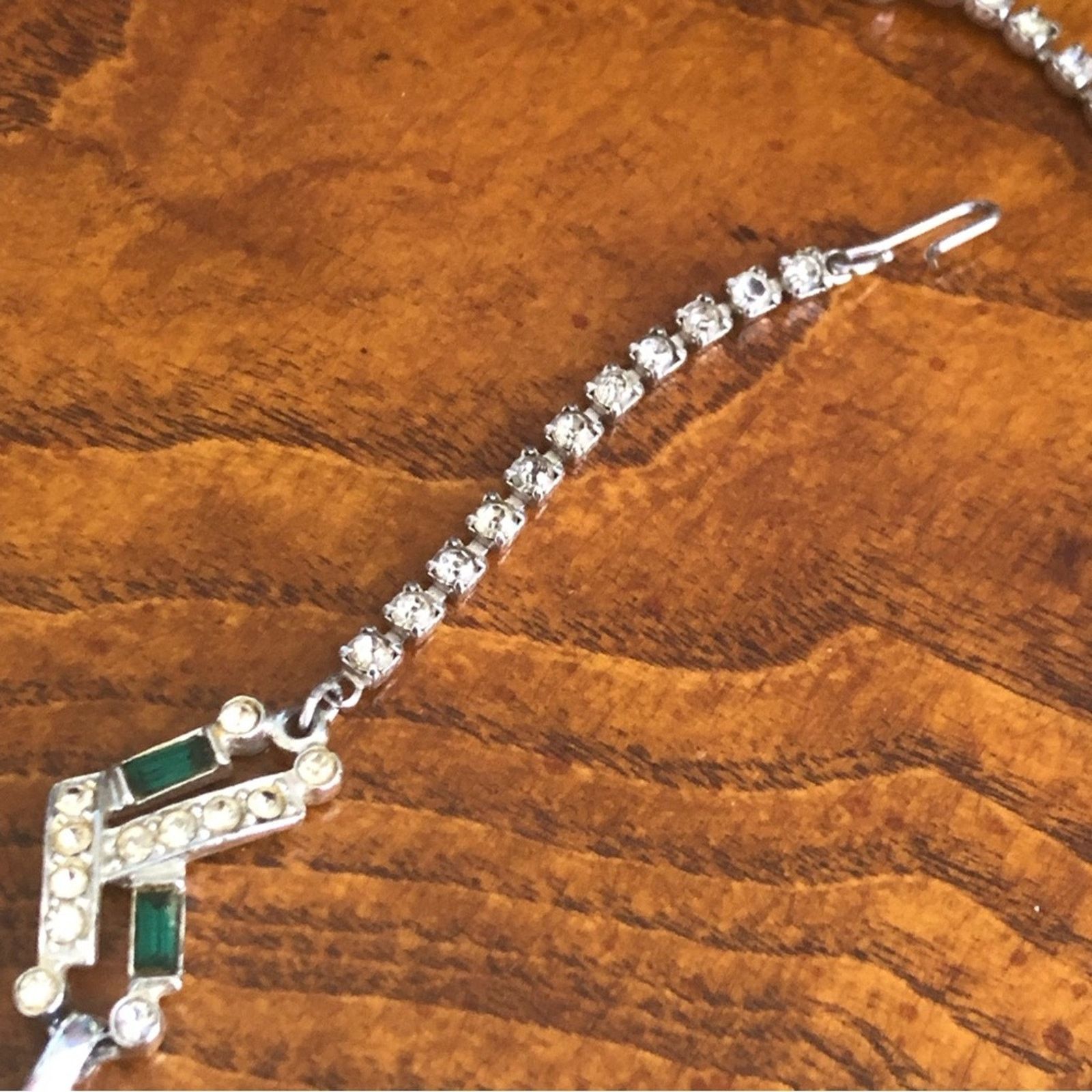 Vintage Vintage mid century emerald baguette rhinestone necklace Size ONE SIZE - 13 Thumbnail