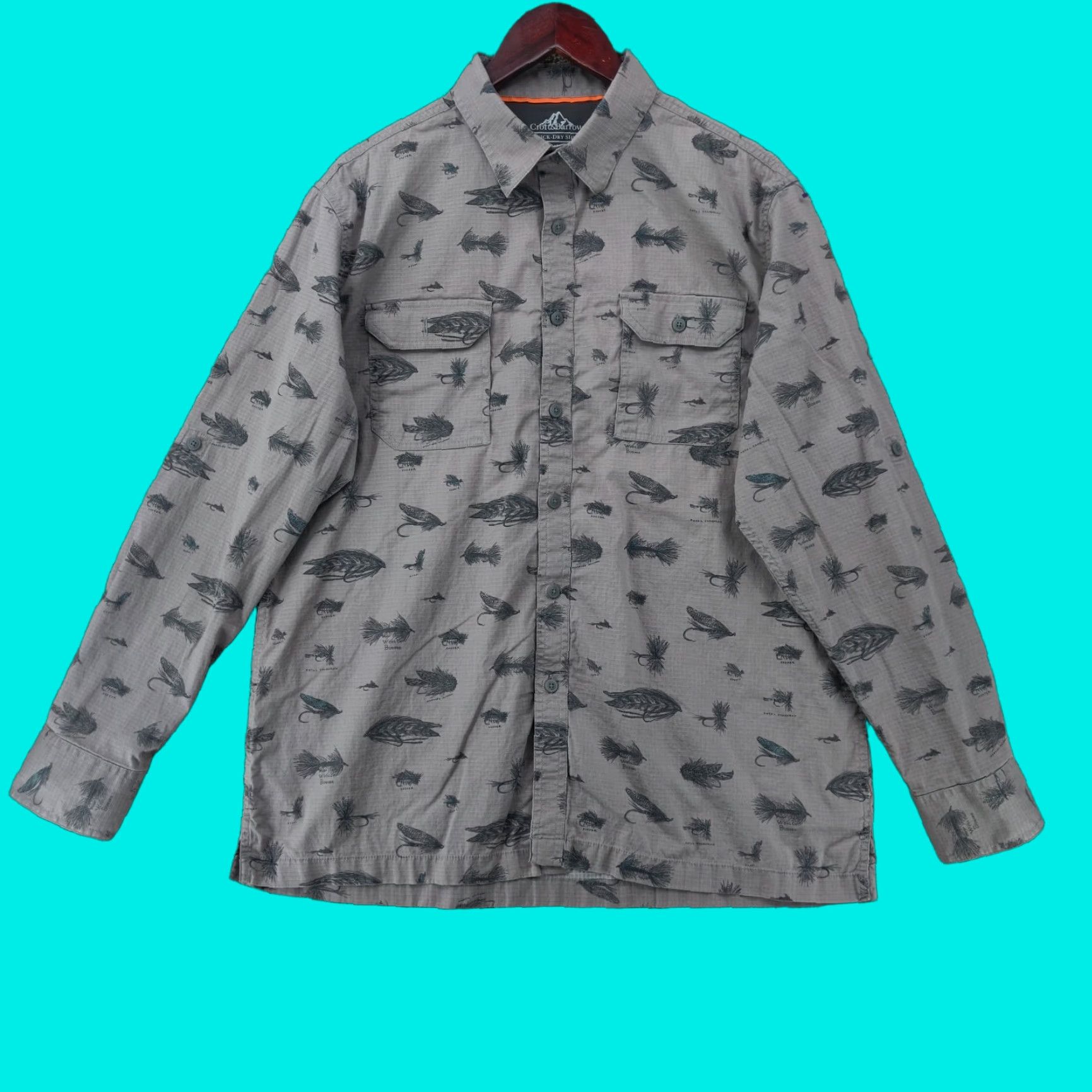 Croft & Barrow Croft & Barrow Quick Dry Shirt Mens Large Gray Geometric Outdoor Long Sleeve Button-Up Size US L / EU 52-54 / 3 - 1 Thumbnail