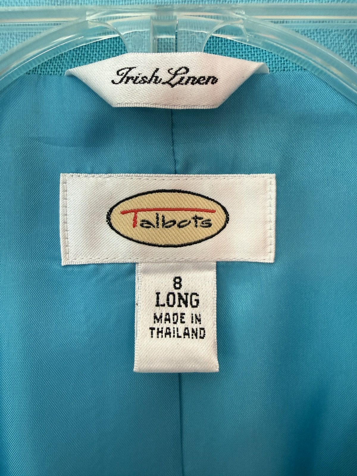 Talbots Talbot Woman Bright Azure Blue Irish Linen Blazer 8 LONG Size M / US 6-8 / IT 42-44 - 2 Thumbnail