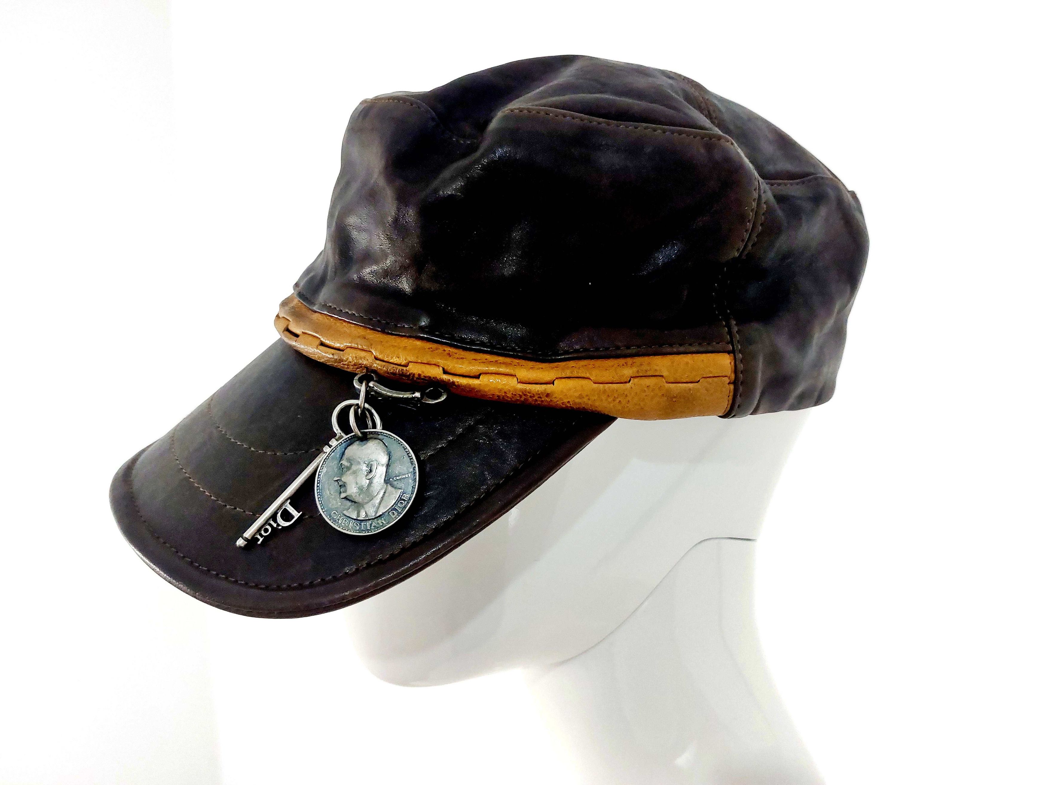 Dior Christian Dior Charm Coin Galliano Calfskin Newsboy Cap Hat Size ONE SIZE - 6 Thumbnail