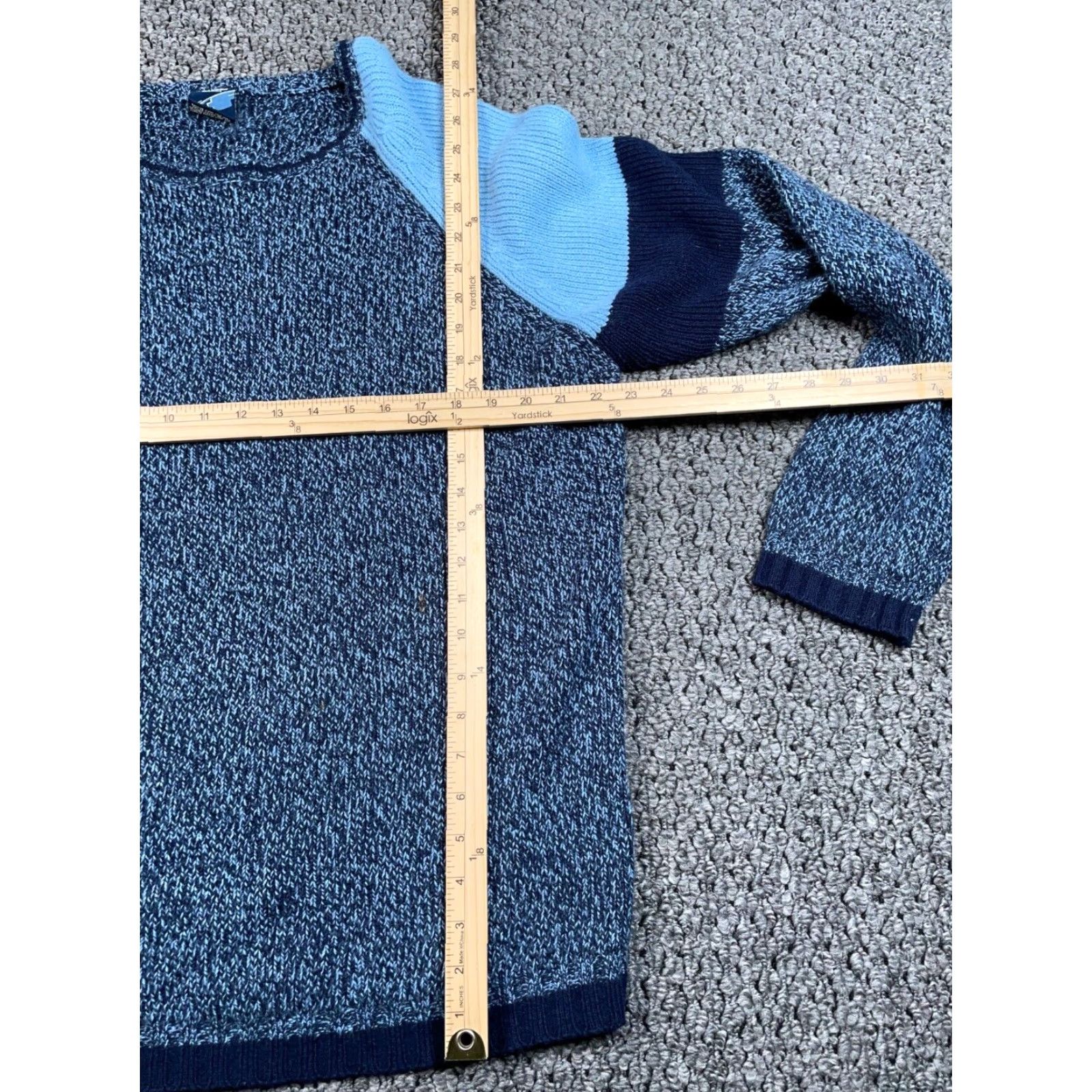 Vintage VINTAGE Y2K Style Sweater Men’s Large Marled Blue Crewneck Chunky Knit Pullover 90s Hipster Retro Size US L / EU 52-54 / 3 - 6 Thumbnail