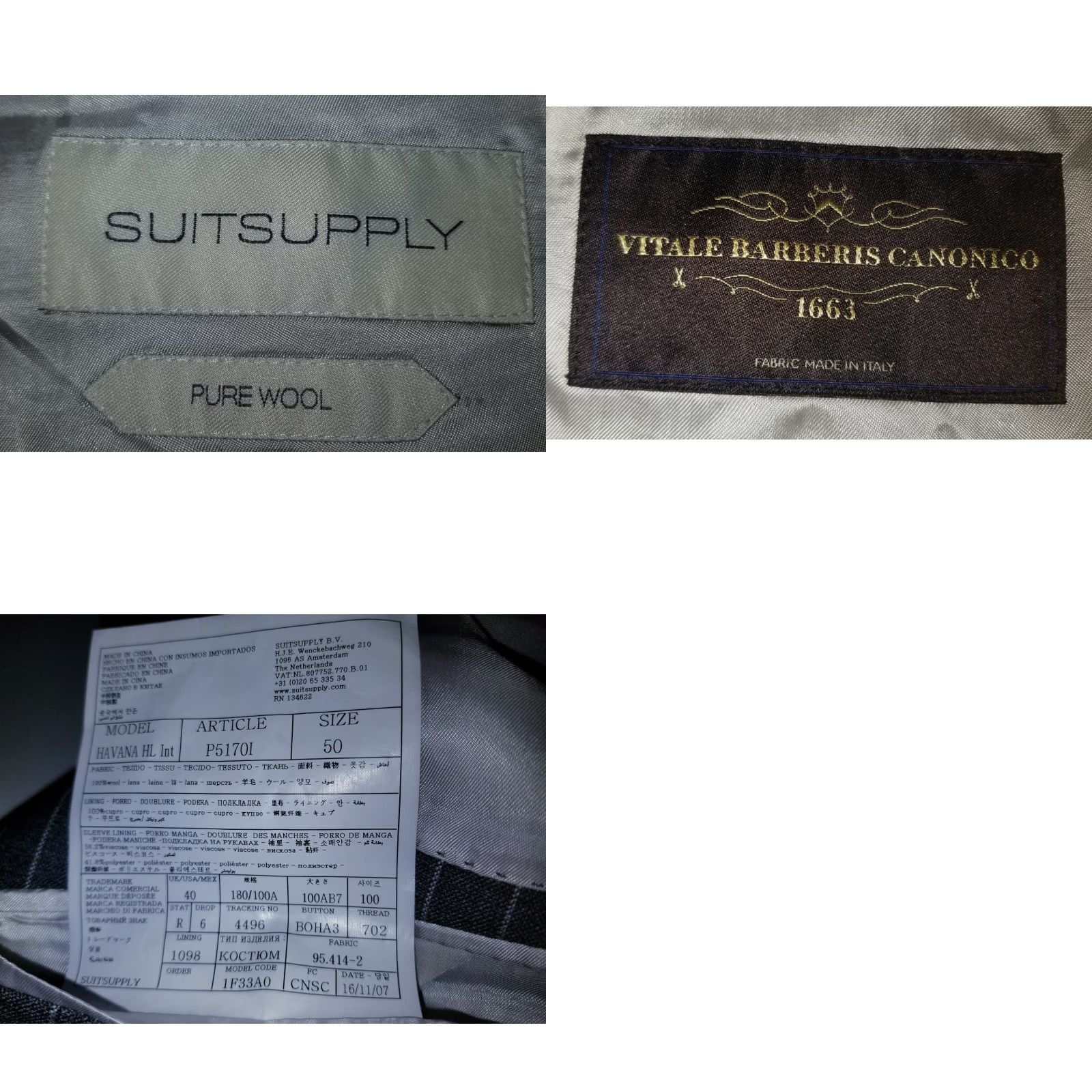 Suitsupply Suitsupply Gray Striped Havana VBC Wool Blazer Sport Coat Coat 40R Slim Notch Two-Button Wool Men Regular Vintage No Size 40R - 9 Thumbnail