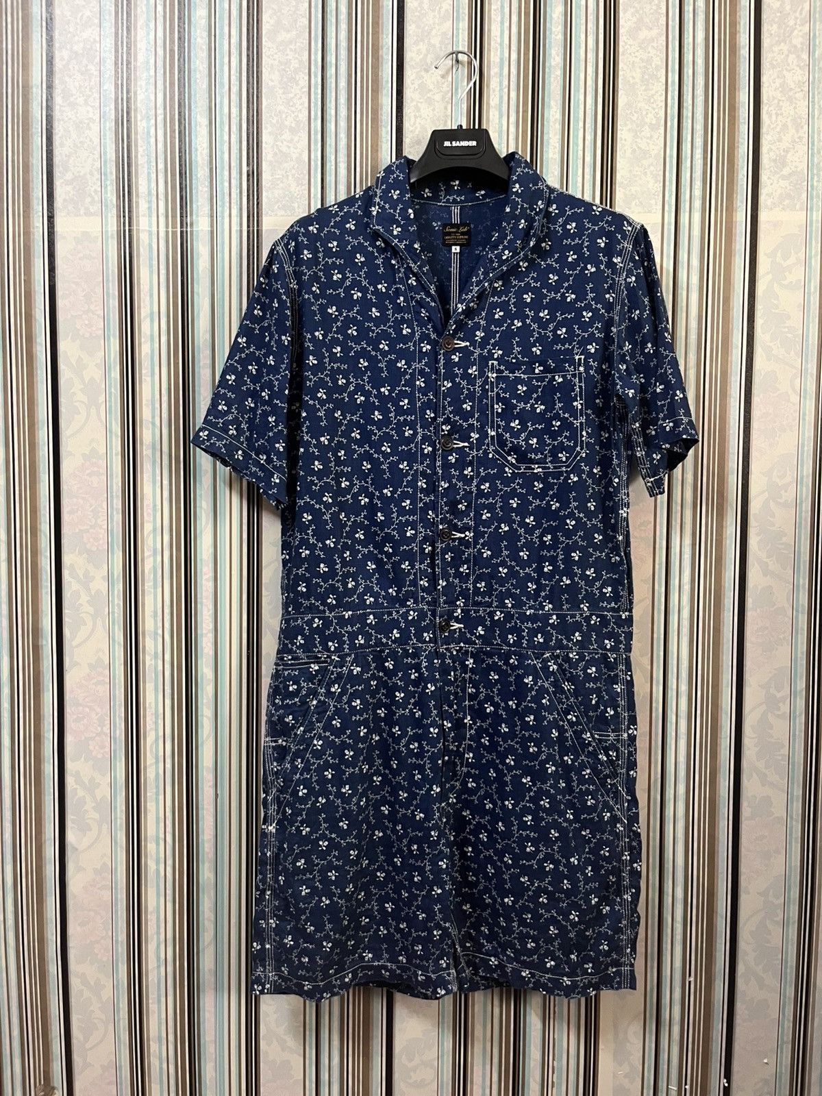 2000s Nepenthes japenese floral art indigo #H5
