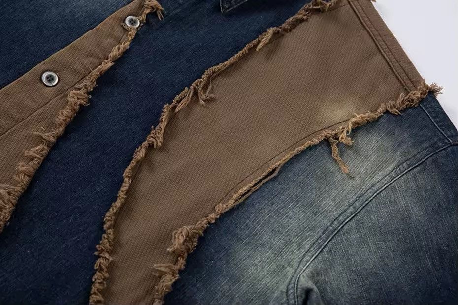 Designer × Vintage Patchwork Loose Streetwear Denim Summer Shirt Size US XL / EU 56 / 4 - 4 Thumbnail