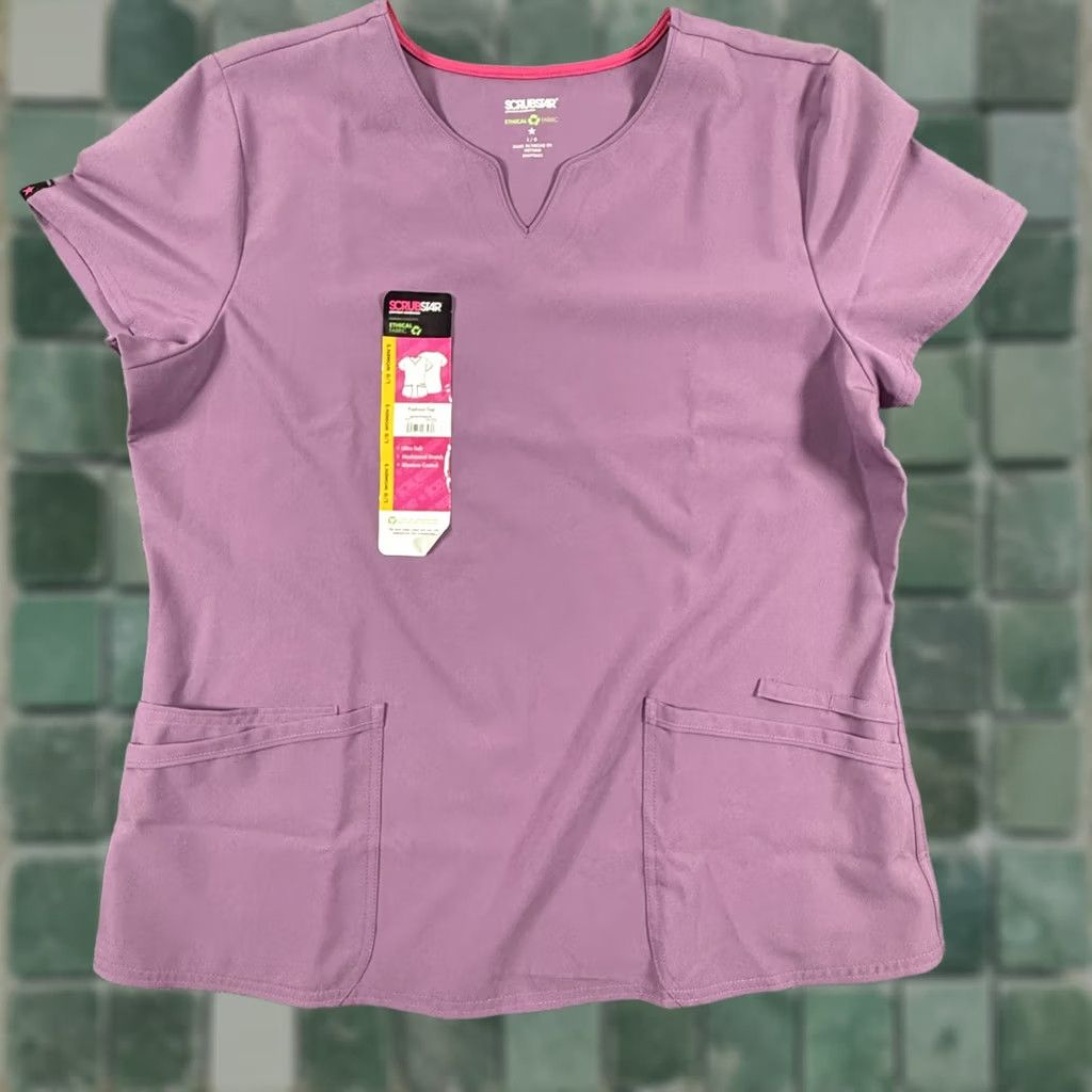 Vintage Scrubstar Top Womens Large Purple Scrub Shirt Nursing Uniform Medical Workwear Size L / US 10 / IT 46 - 1 Thumbnail