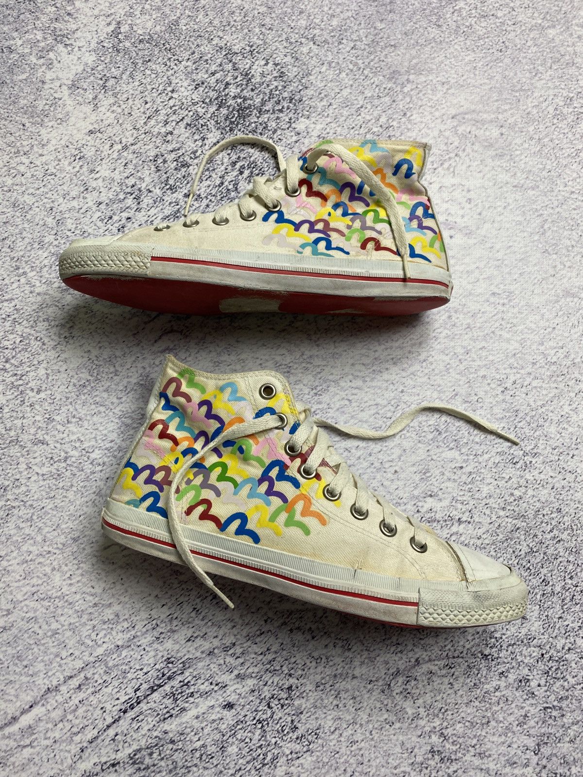 Evisu × Vintage Vintage Evisu Rainbow Repeat Logo Shoes High Top Sneakers Size US 9 / EU 42 - 1 Thumbnail