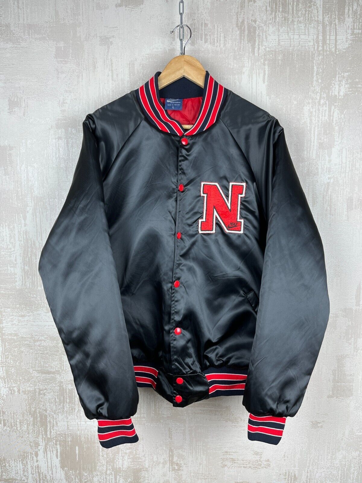 Nike 80's NIKE Vintage Satin Bomber Jacket Snap Button Size US L / EU 52-54 / 3 - 11 Thumbnail