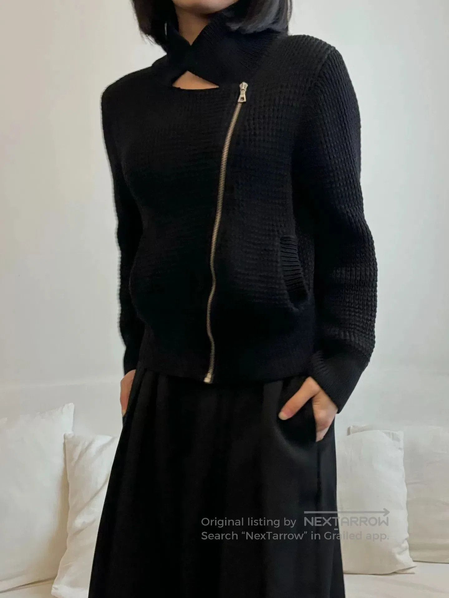 Dries Van Noten black zippered knit jacket by Dries Van Noten. Size M / US 6-8 / IT 42-44 - 3 Thumbnail