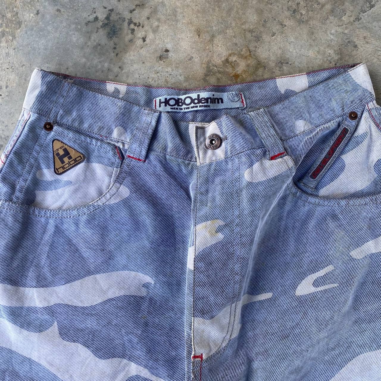 Hobo HOBO DENIM Vintage 90s Wide Leg Blue Camo Skate Pants Baggy Size US 30 / EU 46 - 4 Thumbnail