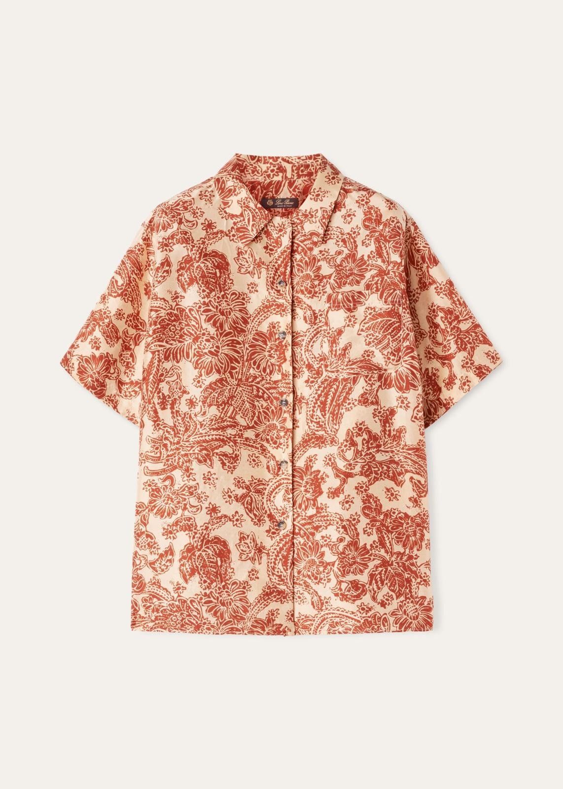 Loro Piana o1srvl11e0725 FAO0508 Silk Isoble Shirt in White/Red Size M / US 6-8 / IT 42-44 - 1 Thumbnail
