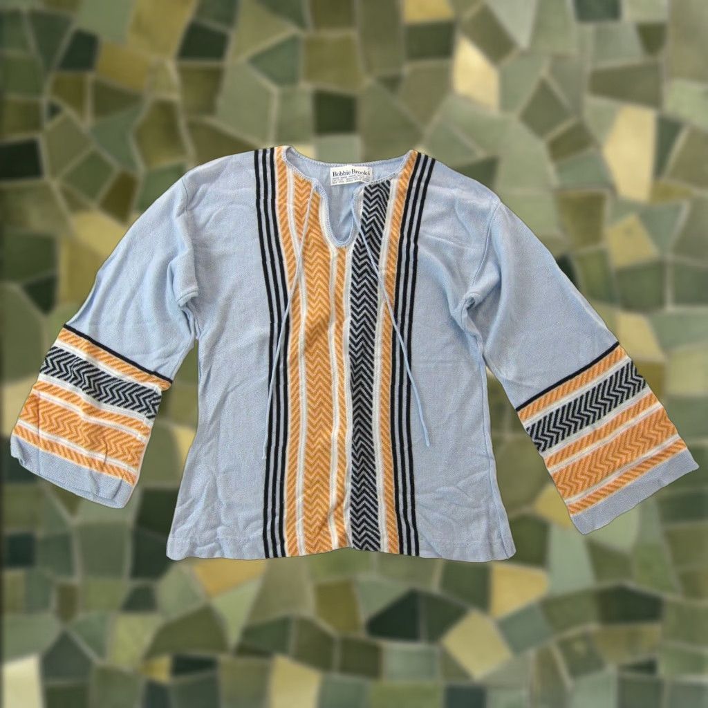 Vintage VINTAGE Bobbie Brooks Knit Blue Stripe Long Flare Sleeve Pullover Sweater M Bohemian Womens Size M / US 6-8 / IT 42-44 - 1 Thumbnail