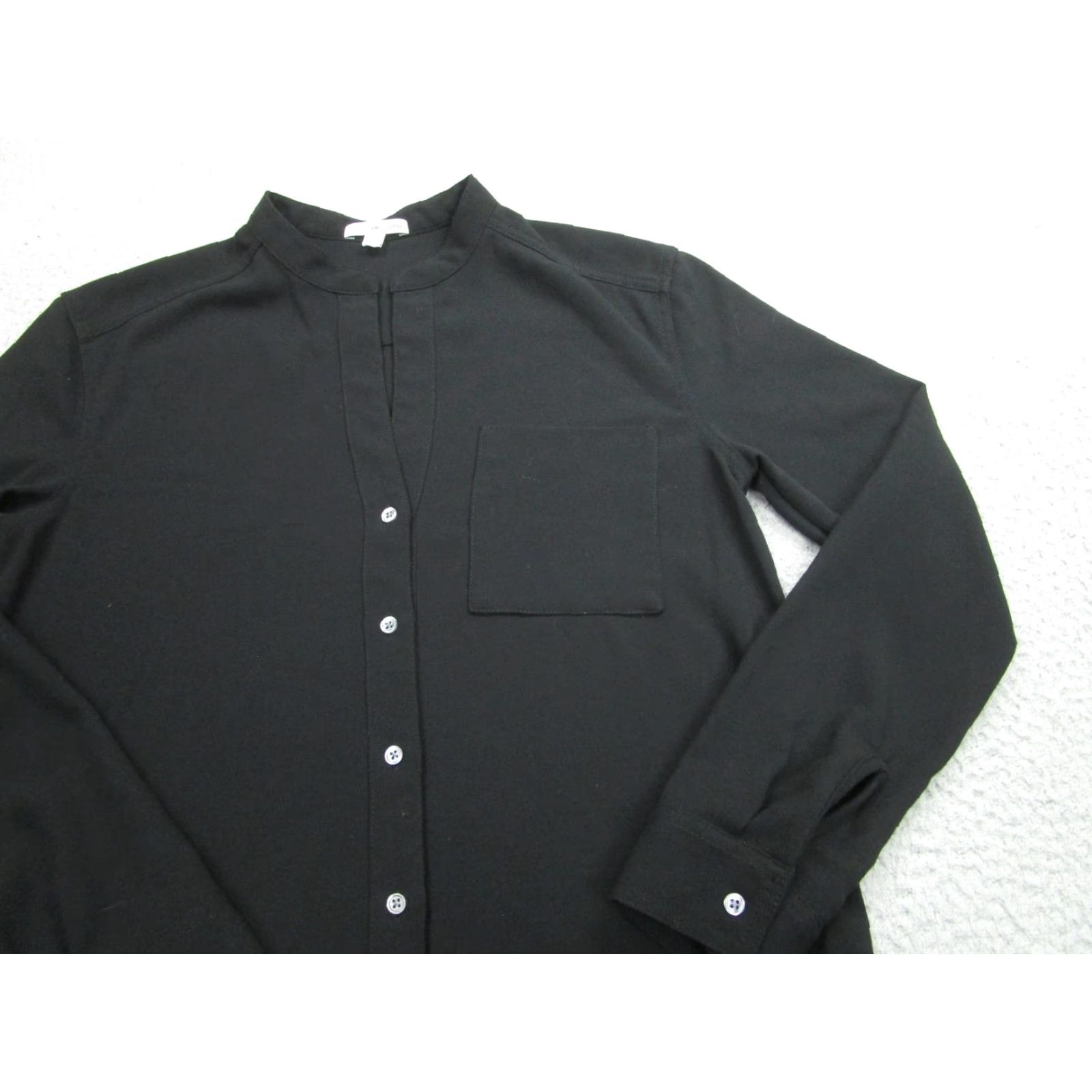 James Perse James Perse Shirt Womens Small Black Mandarin Collar Long Sleeve Pocket Button Up Size S / US 4 / IT 40 - 2 Thumbnail