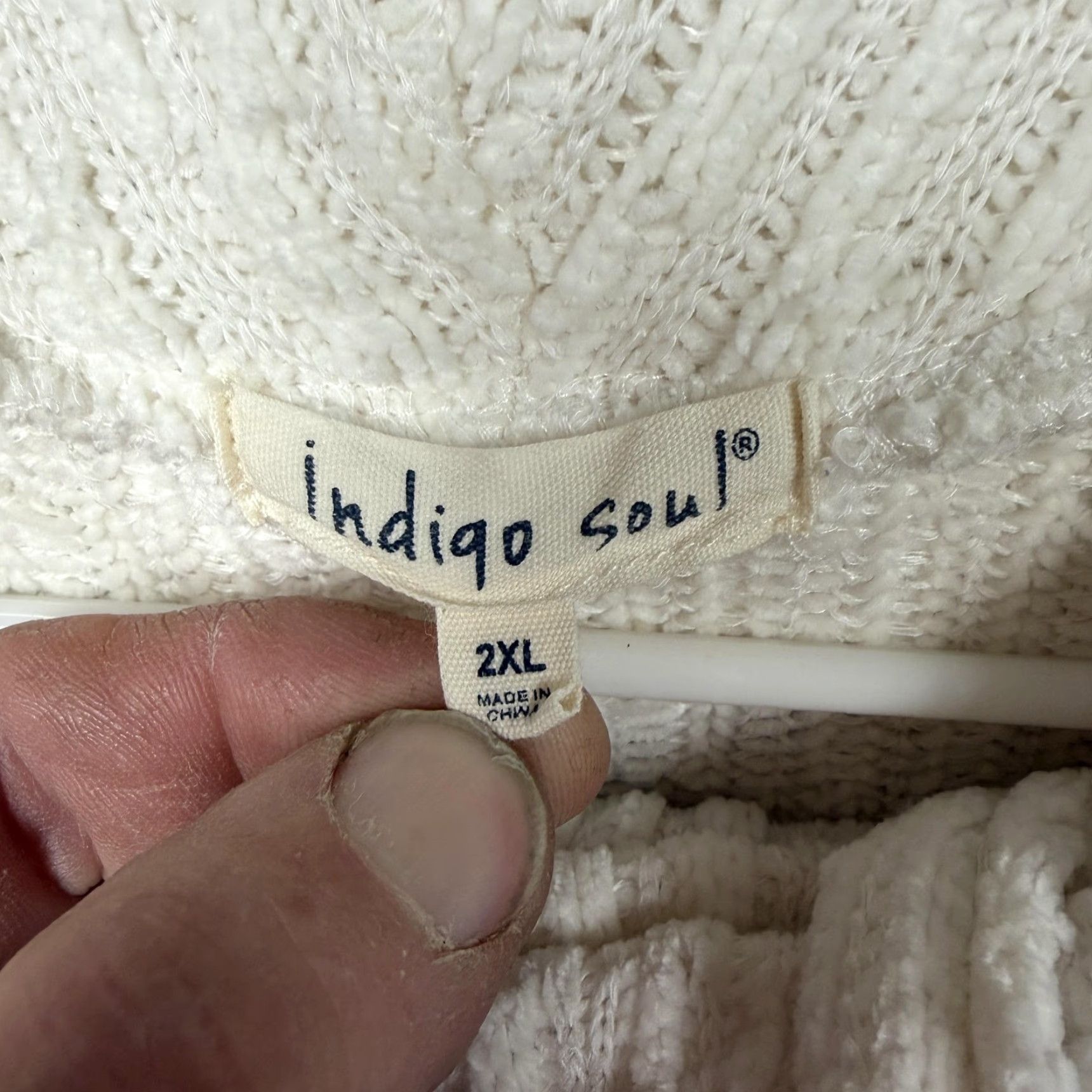 Vintage Indigo Soul Womens Tunic Sweater 2XL White Cowl Knit Button Cuff Boho Textured Size XXL / US 16-18 / IT 52-54 - 5 Thumbnail