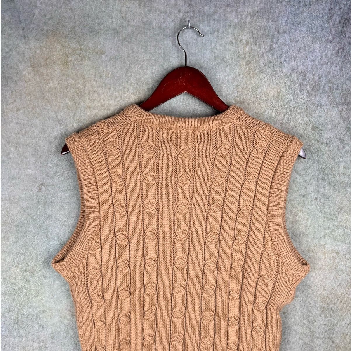 Vintage VTG 90s Cable Knit Sweater Vest Mens Sz M Tan Brown Size US M / EU 48-50 / 2 - 8 Thumbnail