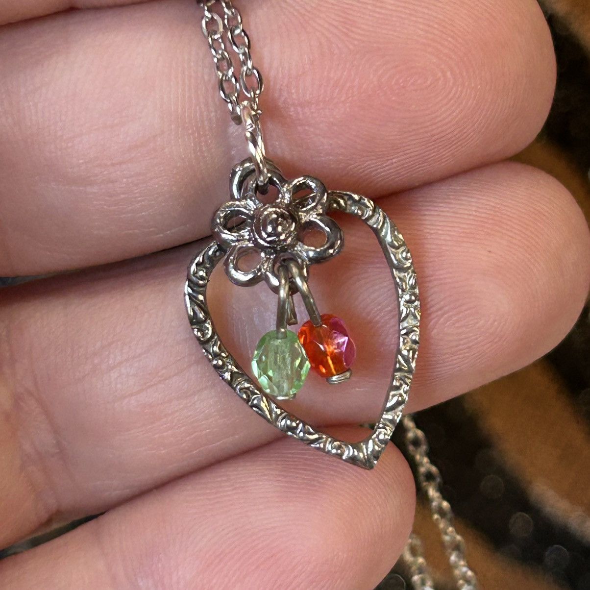Handmade Handcrafted textured heart pendant on chain necklace Size ONE SIZE - 1 Thumbnail