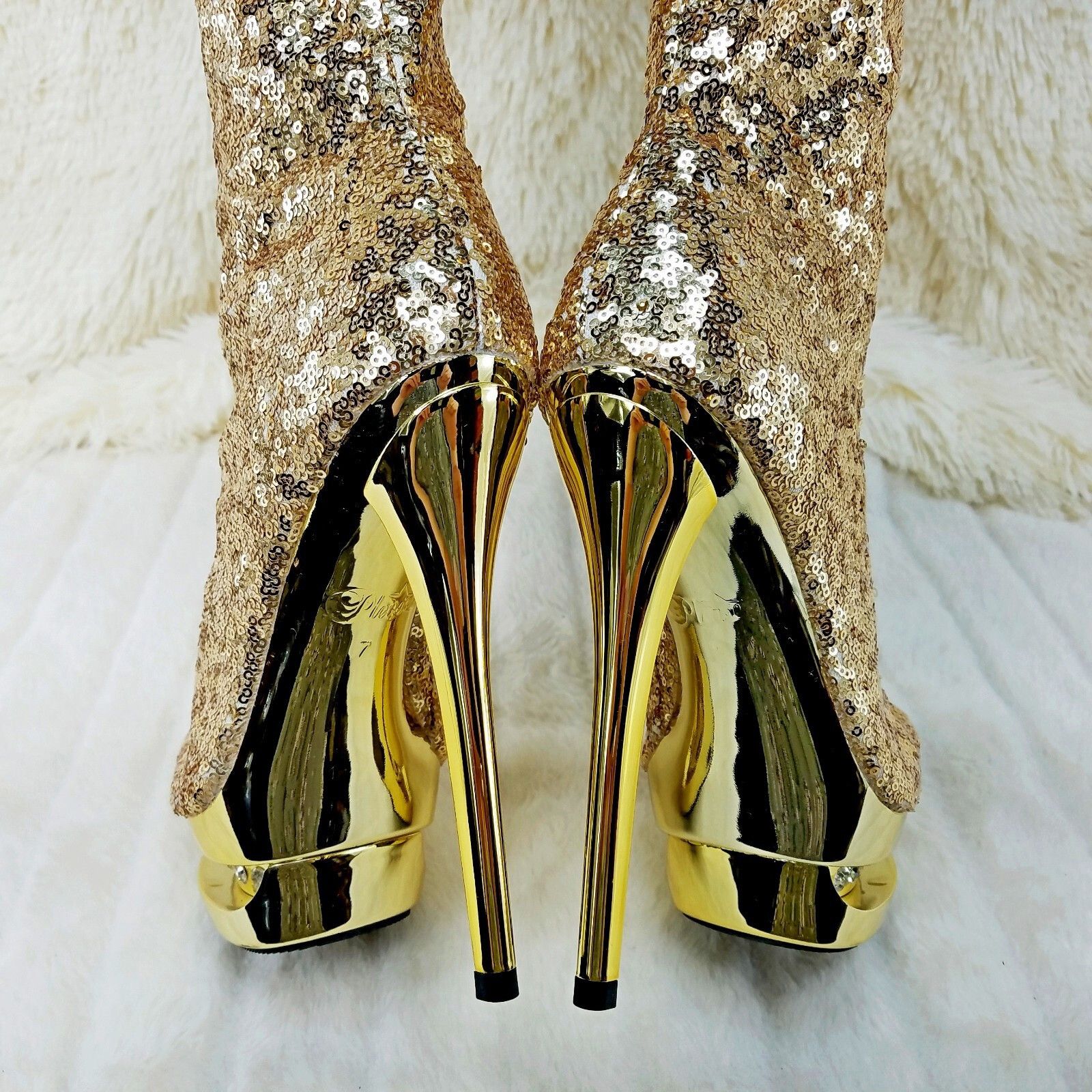 Other Blondie 3011SQ Sexy Gold Sequin Slouchy High Heel Platform T Size US 7 / IT 37 - 7 Thumbnail