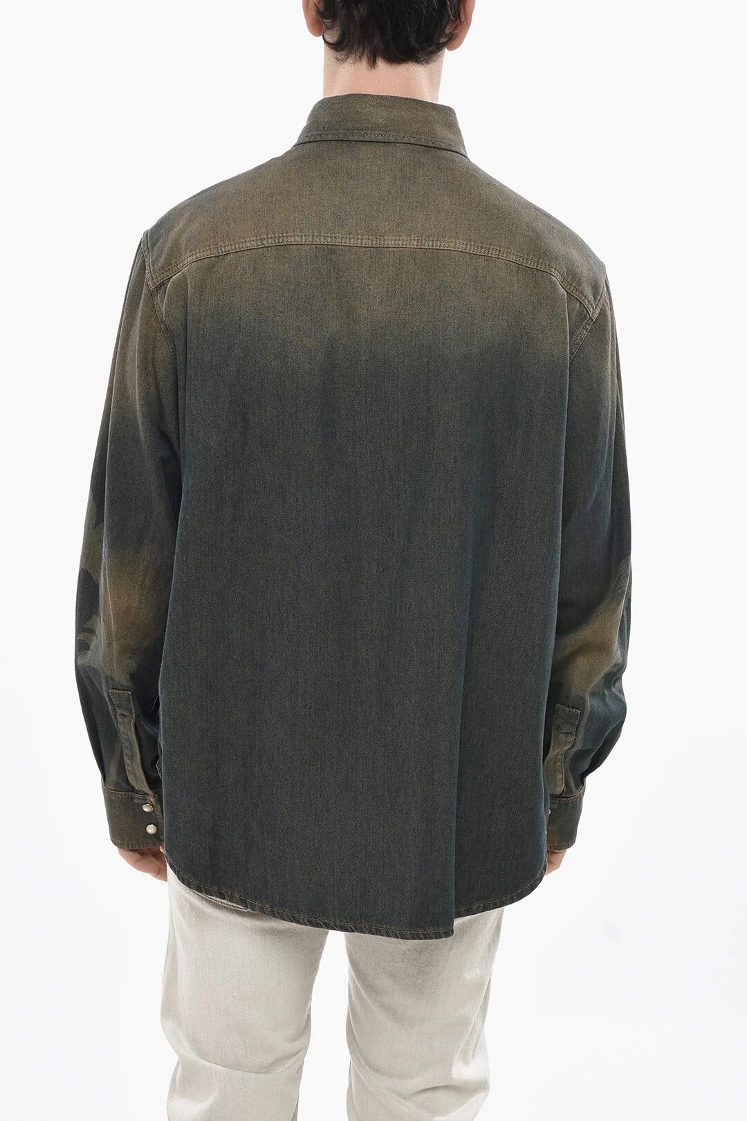 Palm Angels og1mm0226 Vintage-Washed Denim Shirt in Brown Size US XXL / EU 58 / 5 - 2 Thumbnail