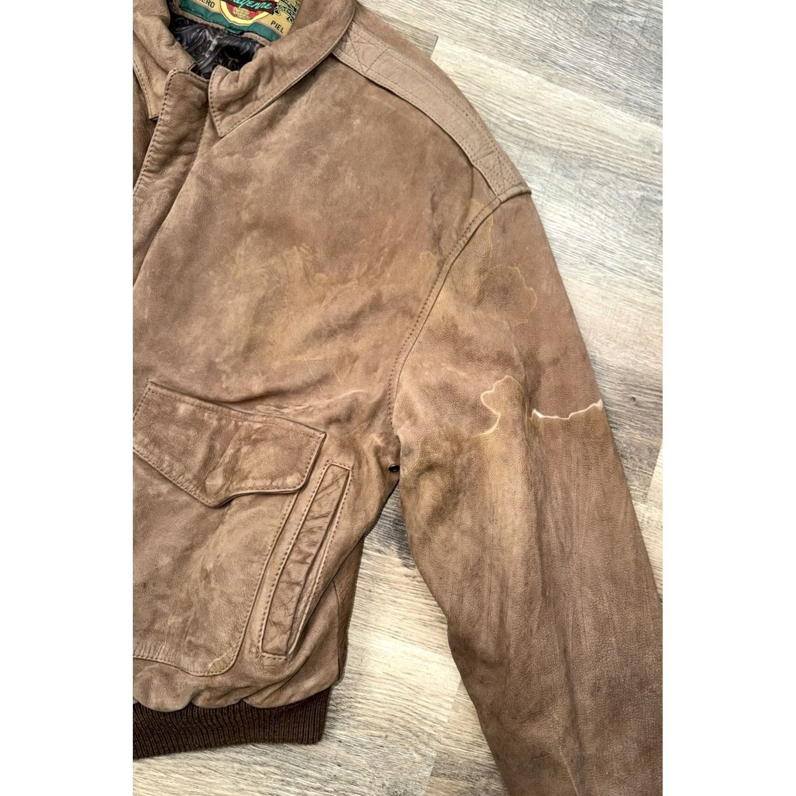Vintage Vintage Cayenne Leather Bomber Jacket - Brown - Mens - XL - Zip - Softshell Size US XL / EU 56 / 4 - 5 Thumbnail