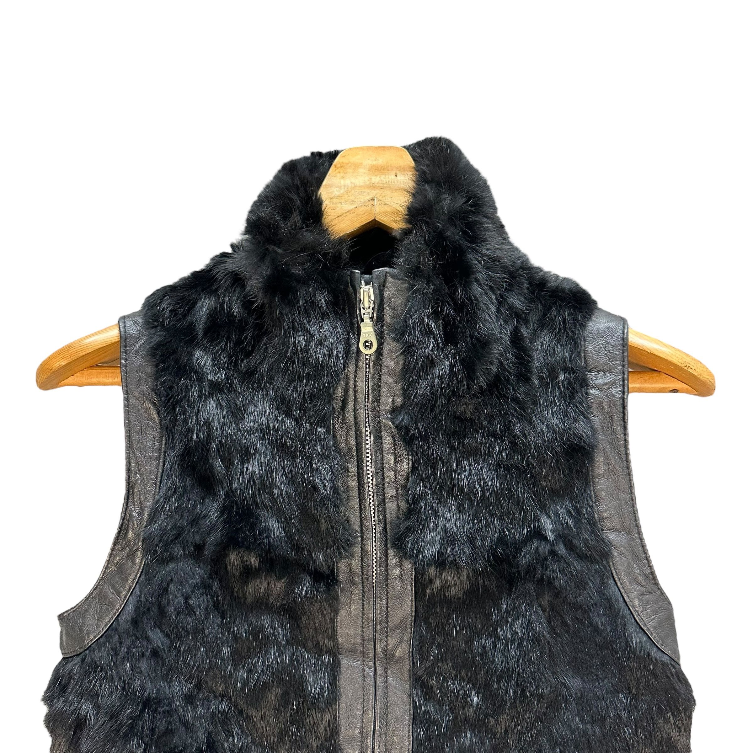 Comme Ca Ism Comme Ca Ism Rabbit Fur Leather Part Hybrid Vest #A9-0222 Size US S / EU 44-46 / 1 - 2 Thumbnail