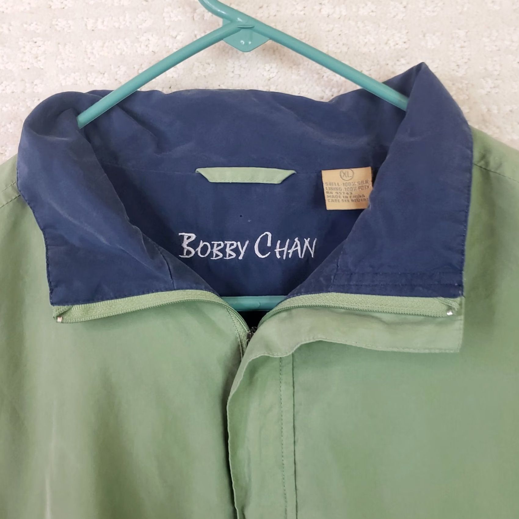 Vintage BOBBY CHAN Green 100% Silk Windbreaker & Vest XL Men Convertible 1/2 Zip Size US XL / EU 56 / 4 - 5 Thumbnail