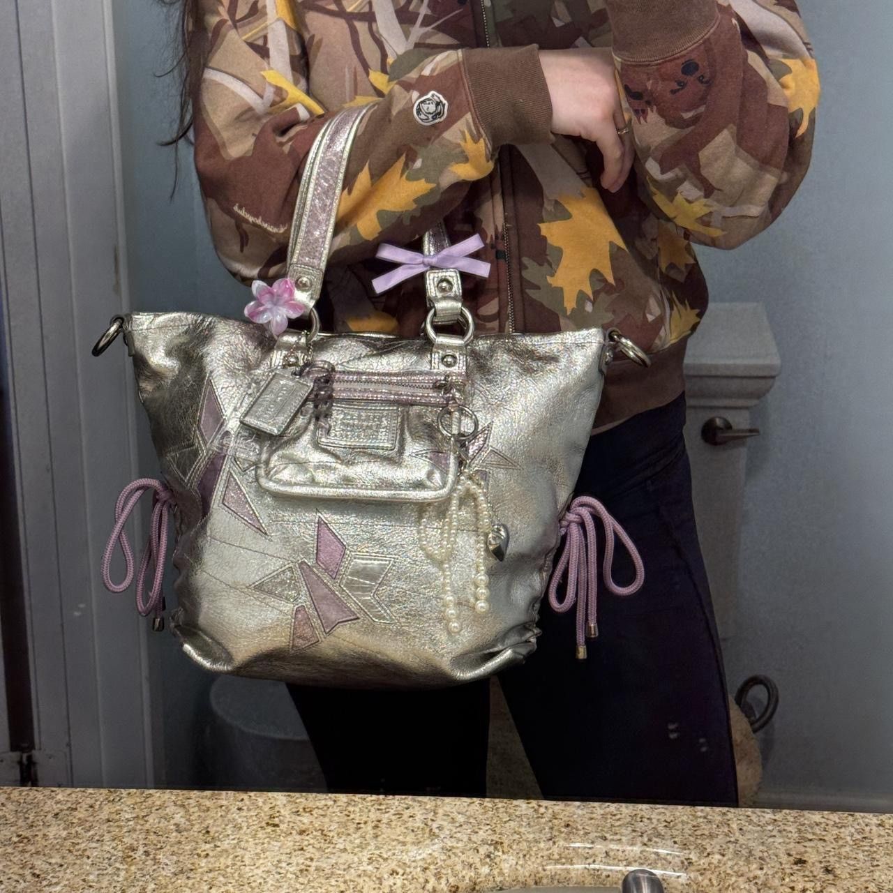 Coach Rare Coach Poppy Silver & Purple Geometric Tote Size ONE SIZE - 8 Thumbnail