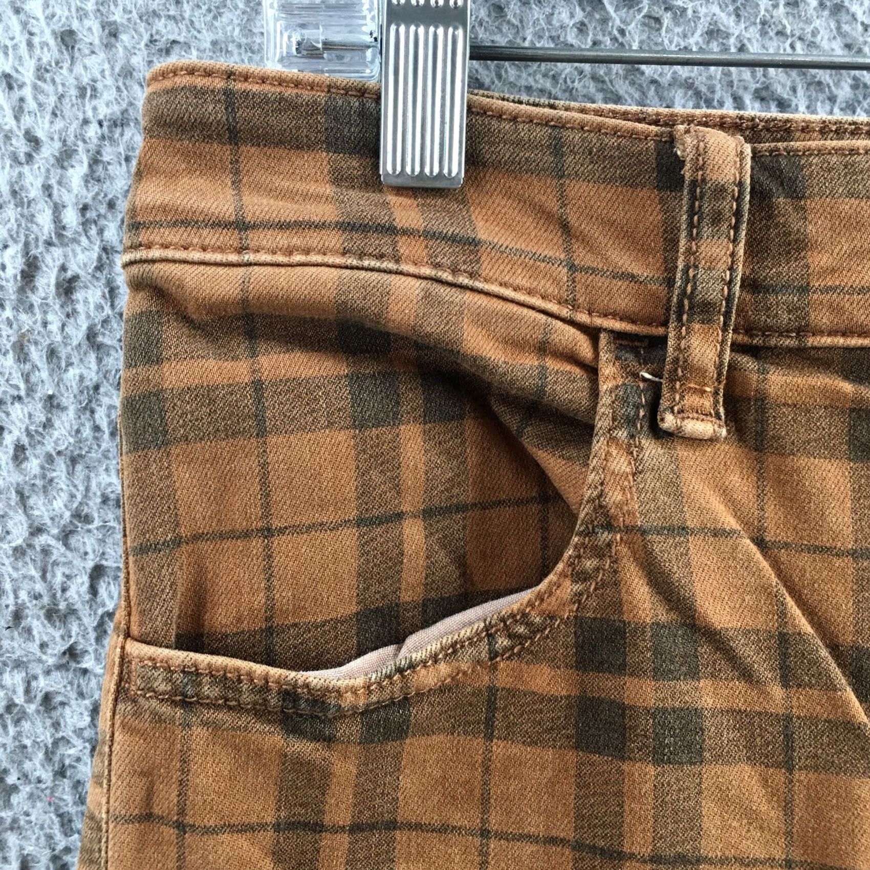 American Eagle Outfitters American Eagle High Rise Jegging Pants Womens 12R (31x27.5) Brown Plaid Size 34" / US 12 / IT 48 - 3 Thumbnail
