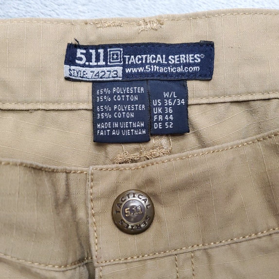Vintage 5.11 Tactical Pants Men 36x34 Khaki Ripstop Cargo Flat Front Outdoor Utility Shirts? Size US 36 / EU 52 - 5 Thumbnail