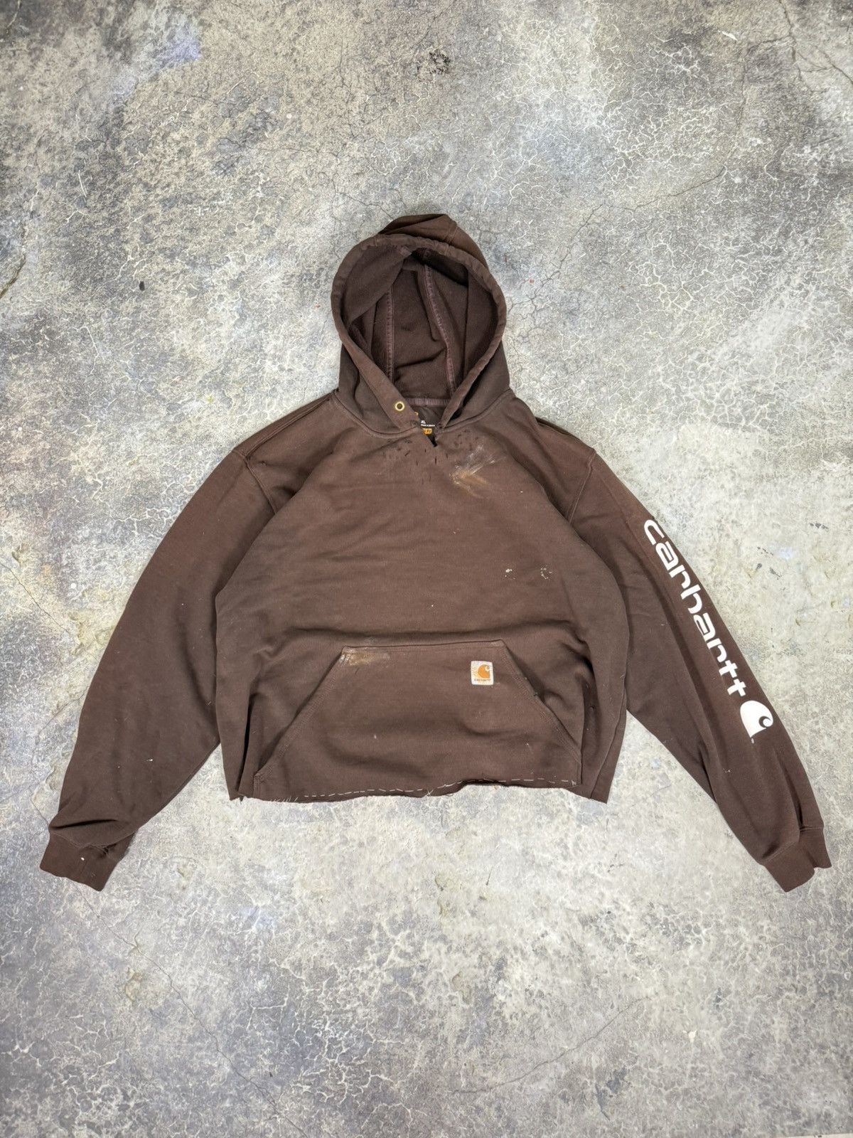 Thrashed Cropped and sewn Carhartt Hoodie