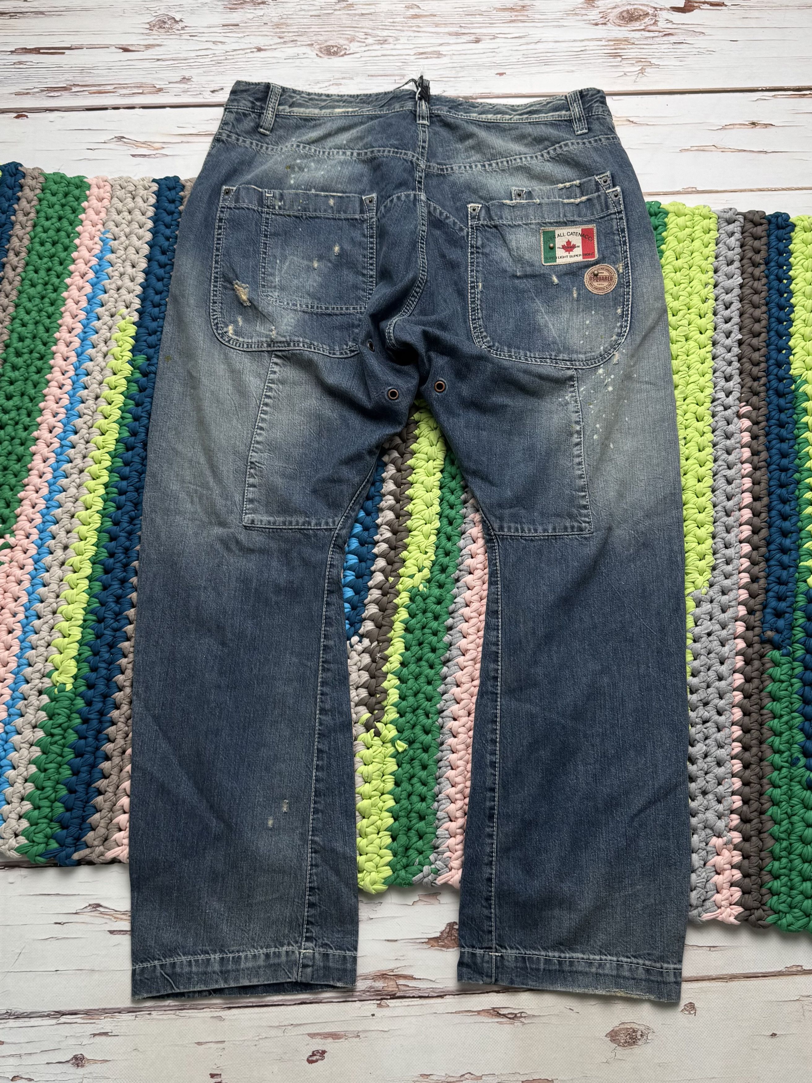 Dsquared2 Disquared2 Distressed Jeans Straight Leg Paint Splatter Y2K Size US 34 / EU 50 - 15 Thumbnail