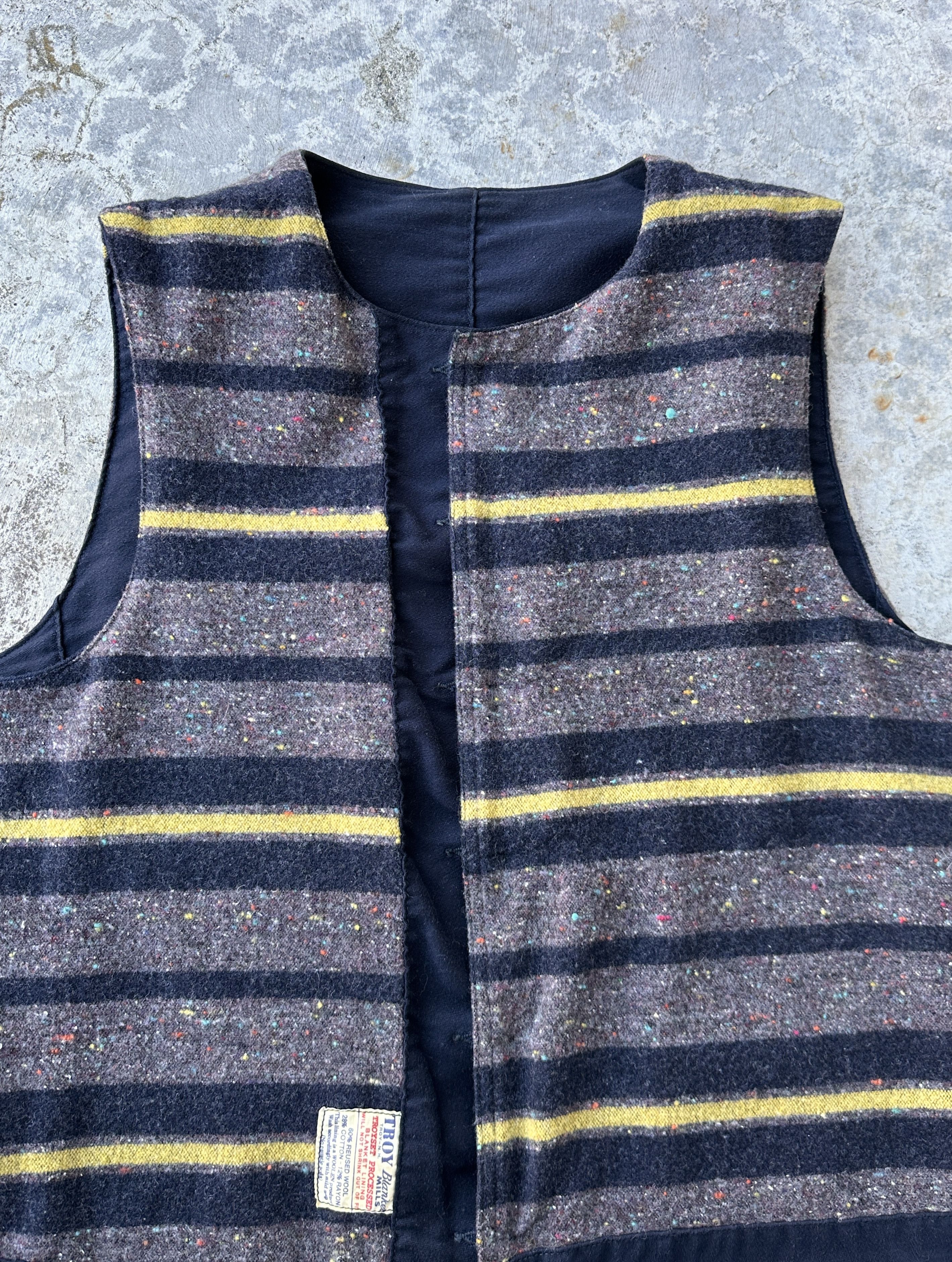 Sugar Cane Striped blanket lined 9.5oz Navy Yellow MOLESKIN VEST Size US L / EU 52-54 / 3 - 7 Thumbnail