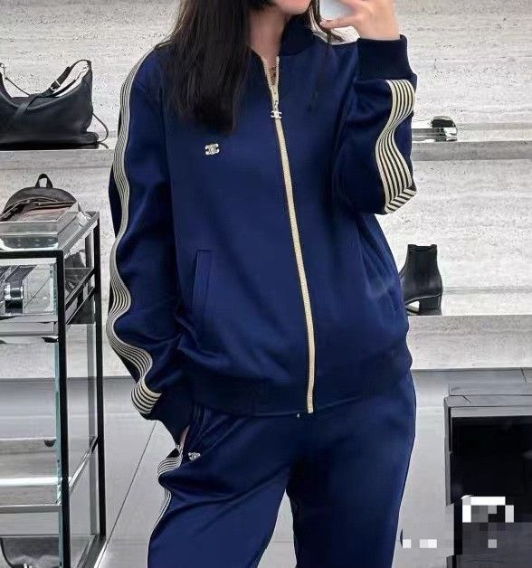 Celine Celine Navy Triomphe Embroidery Stripe Jacket Size US L / EU 52-54 / 3 - 6 Thumbnail