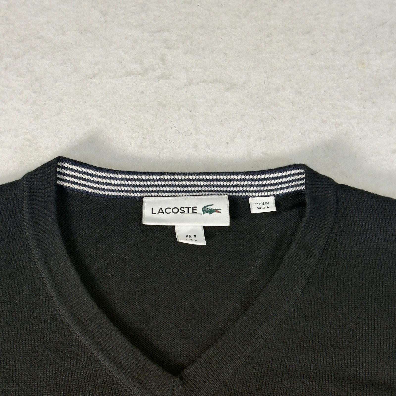 Lacoste Lacoste Men's V-Neck Sweater Black Cotton Size 5 US Large L Size US L / EU 52-54 / 3 - 7 Thumbnail