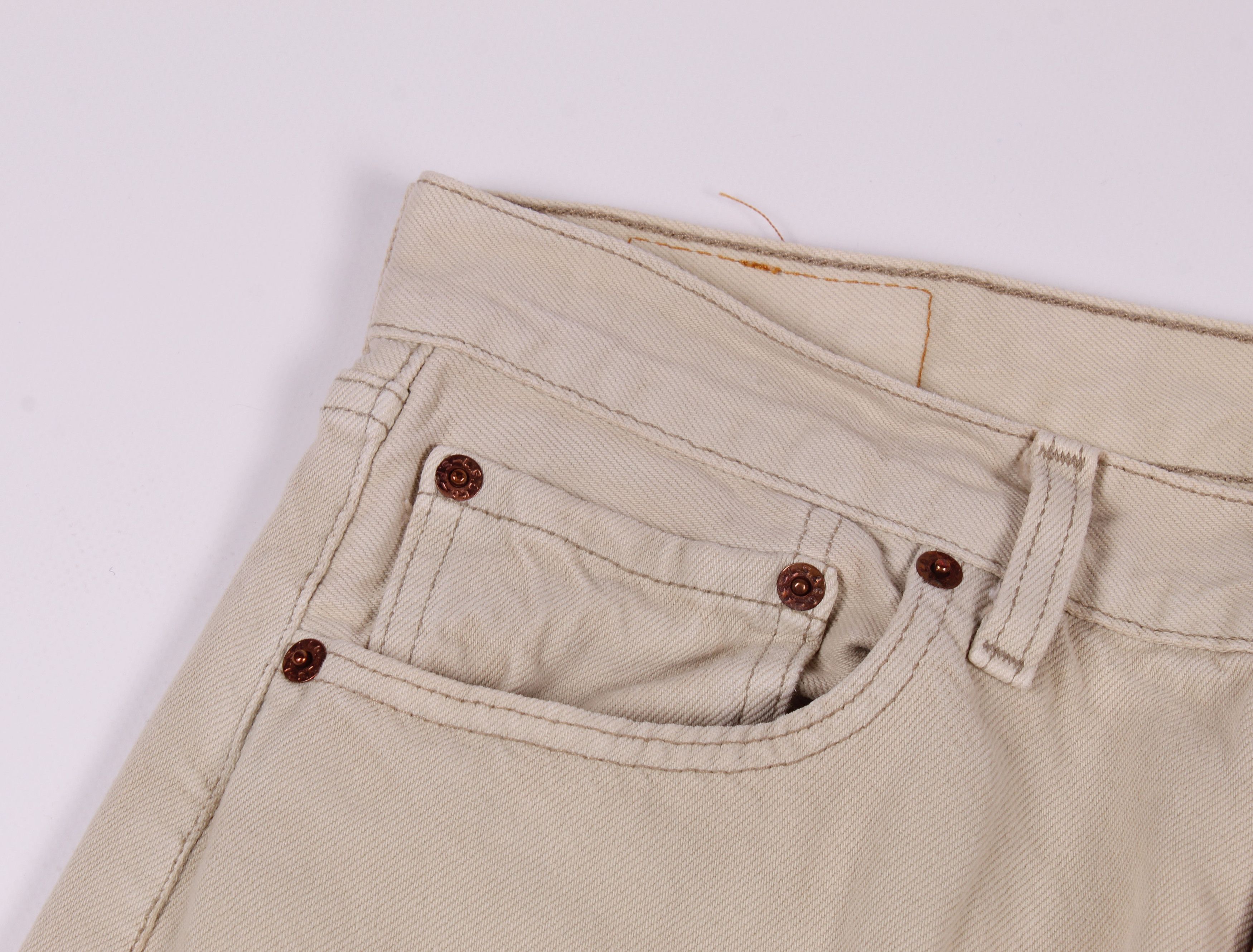 Levi's × Levi's Vintage Clothing Vintage 90's LEVI'S 501 Cream Straight Denim Jeans Size US 33 - 3 Thumbnail