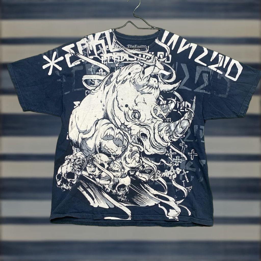 Ecko Unltd. Ecko Unltd. MMA Shirt Mens 2XL Blue Graphic Logo Monogram All Over Printed Tee Shirt Size US XXL / EU 58 / 5 - 1 Thumbnail