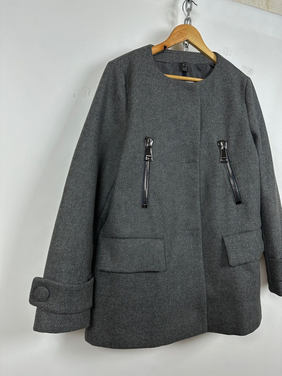 Moncler Moncler Euphemia Giubbotto Grey Wool Coat Jacket Size XL / US 12-14 / IT 48-50 - 5 Thumbnail