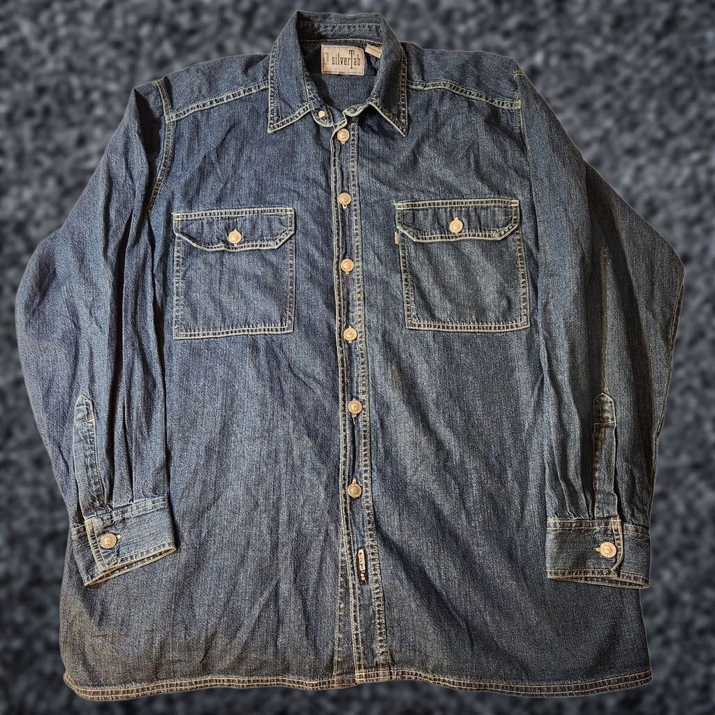 Levi's VINTAGE Levi's SilverTab Shirt Mens Large Denim Button Up Long Sleeve 90s Y2k Streetwear Core Size US L / EU 52-54 / 3 - 1 Thumbnail