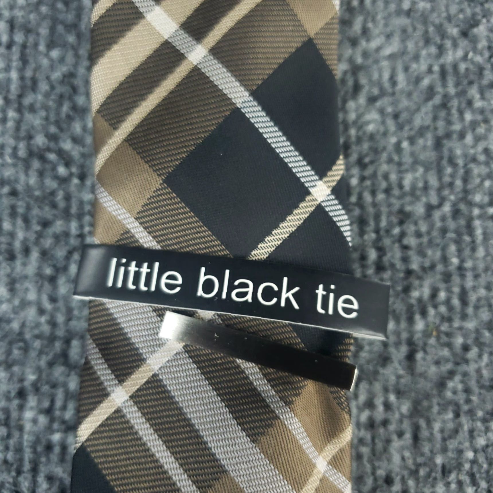 Vintage Little Black Tie Dress Tie Brown Plaid 58 x 2.5 Skinny Slim Wedding New Black Brown Plaid Tie Vintage No Size ONE SIZE - 2 Thumbnail