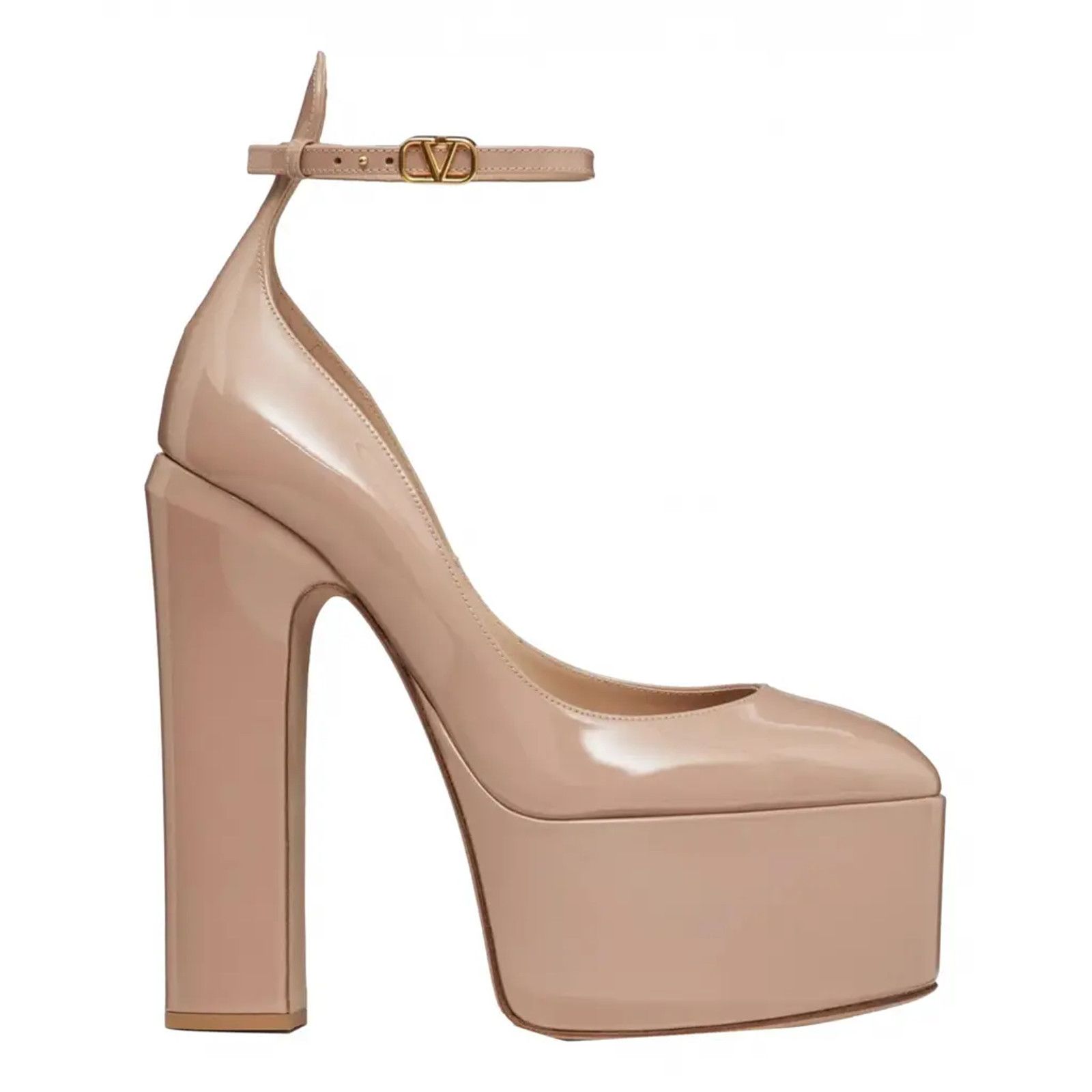 Rockstud Tango Leather Ankle Strap Platform Heel Pump 36.5