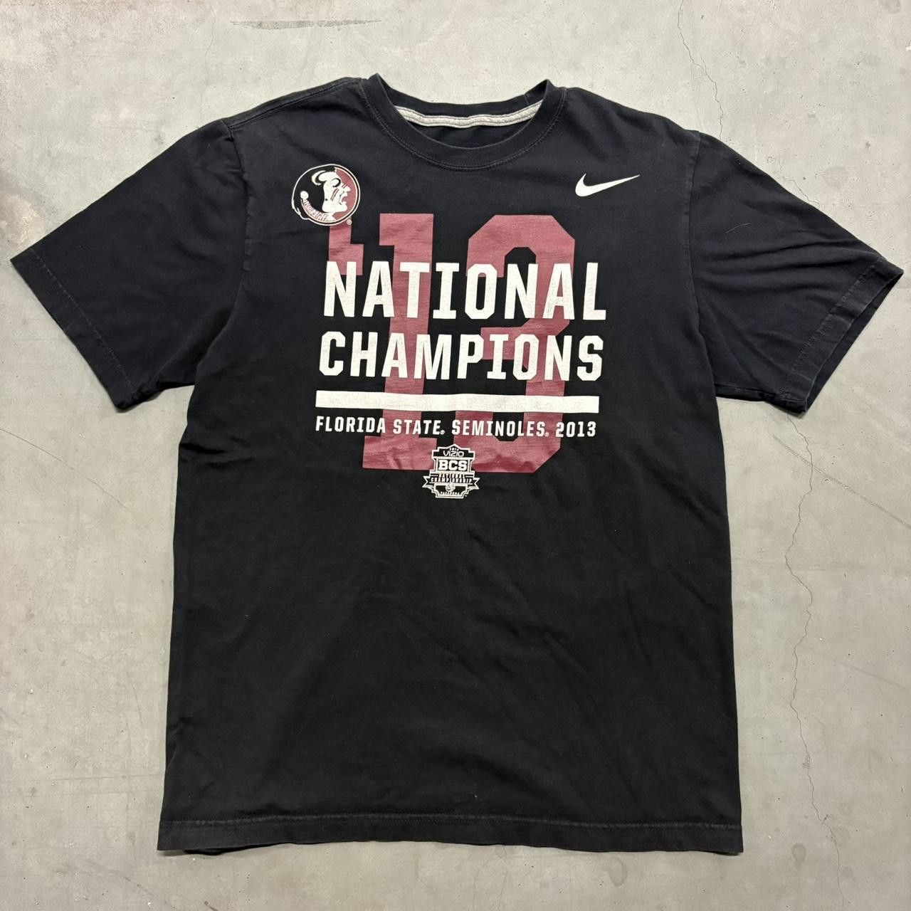 Nike Crazy Vintage Y2K/2000s Nike Florida State Seminoles 2013 National Champions Black Tee Shirt! Size US M / EU 48-50 / 2 - 1 Thumbnail