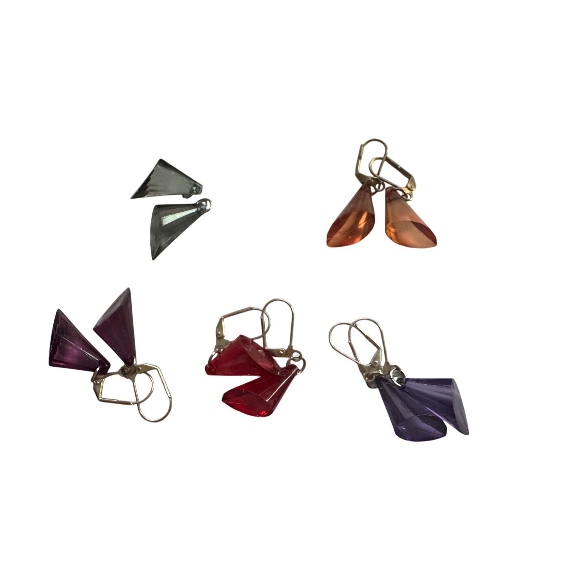 Other 5 Pairs of Women's Dangle Earrings (Gray, Red, Orange, Purpl Size ONE SIZE - 3 Thumbnail
