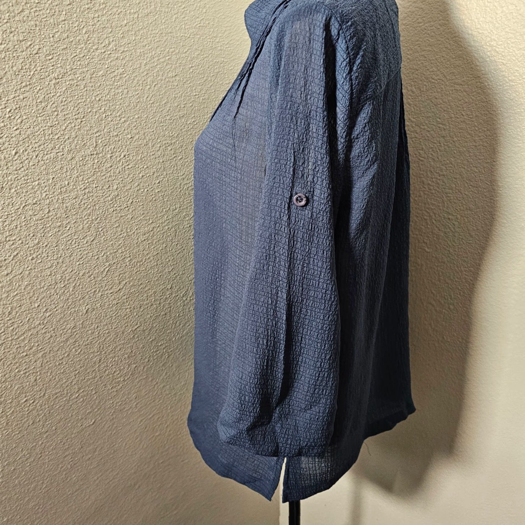 Vintage VINTAGE Koret Shirt Blouse Button-Up Blue Long Sleeve Size M, Women, Regular, 20s-30s, Sheer, Ned? Size M / US 6-8 / IT 42-44 - 3 Thumbnail