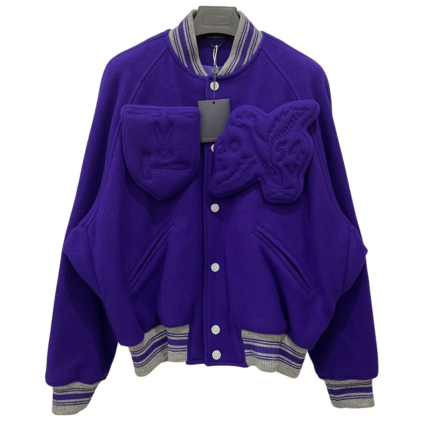 Louis Vuitton Louis Vuitton Purple Wool Embossed Varsity Jacket Size 48 Size US M / EU 48-50 / 2 - 1 Thumbnail