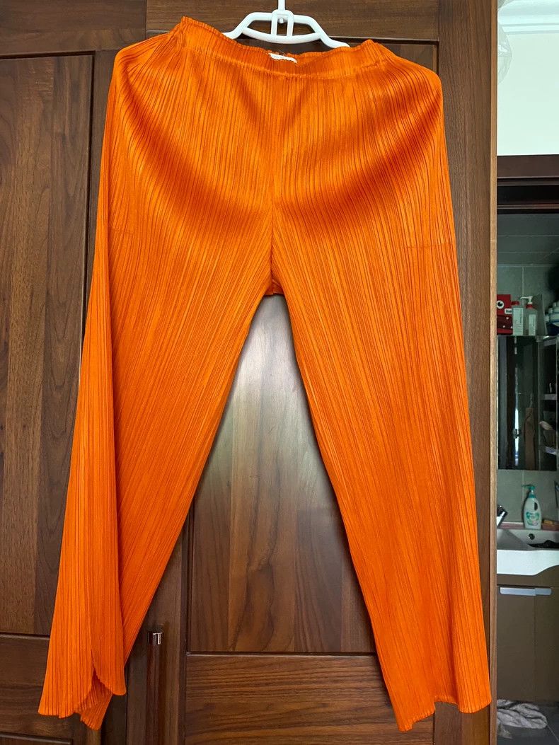 Issey Miyake Issey Miyake size:2 Orange pleated trousers Size 23" - 1 Thumbnail