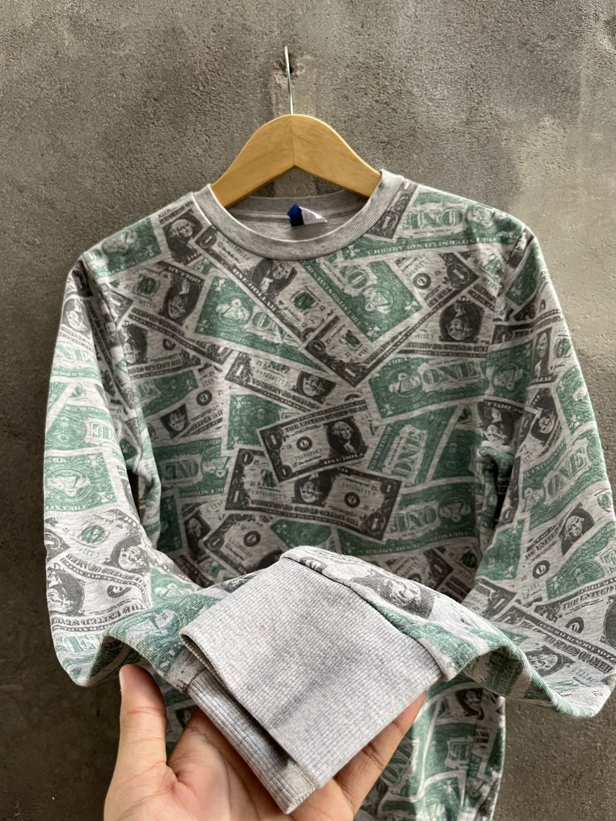 Hysteric Glamour × If Six Was Nine × Le Grande Bleu (L.G.B.) 💸Dollar Bill Allover Print Sweatshirt💸– 90s Money Crewneck Size US M / EU 48-50 / 2 - 6 Thumbnail