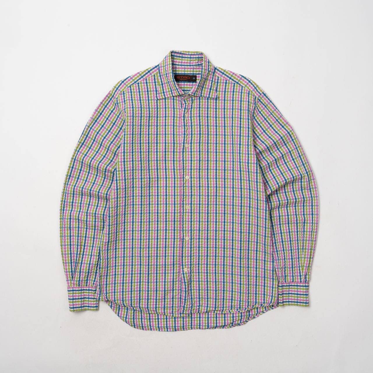 Etro 🔵ETRO Italy 39 Multicolour Check Bottom Up Shirt Made Italy Size US M / EU 48-50 / 2 - 2 Thumbnail
