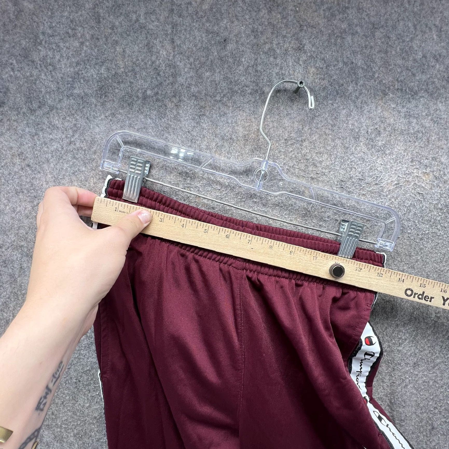 Champion Champion Track Pants Mens Small Red Knit Side Logo Tape Elastic Waist Cuffed Size US 29 - 3 Thumbnail