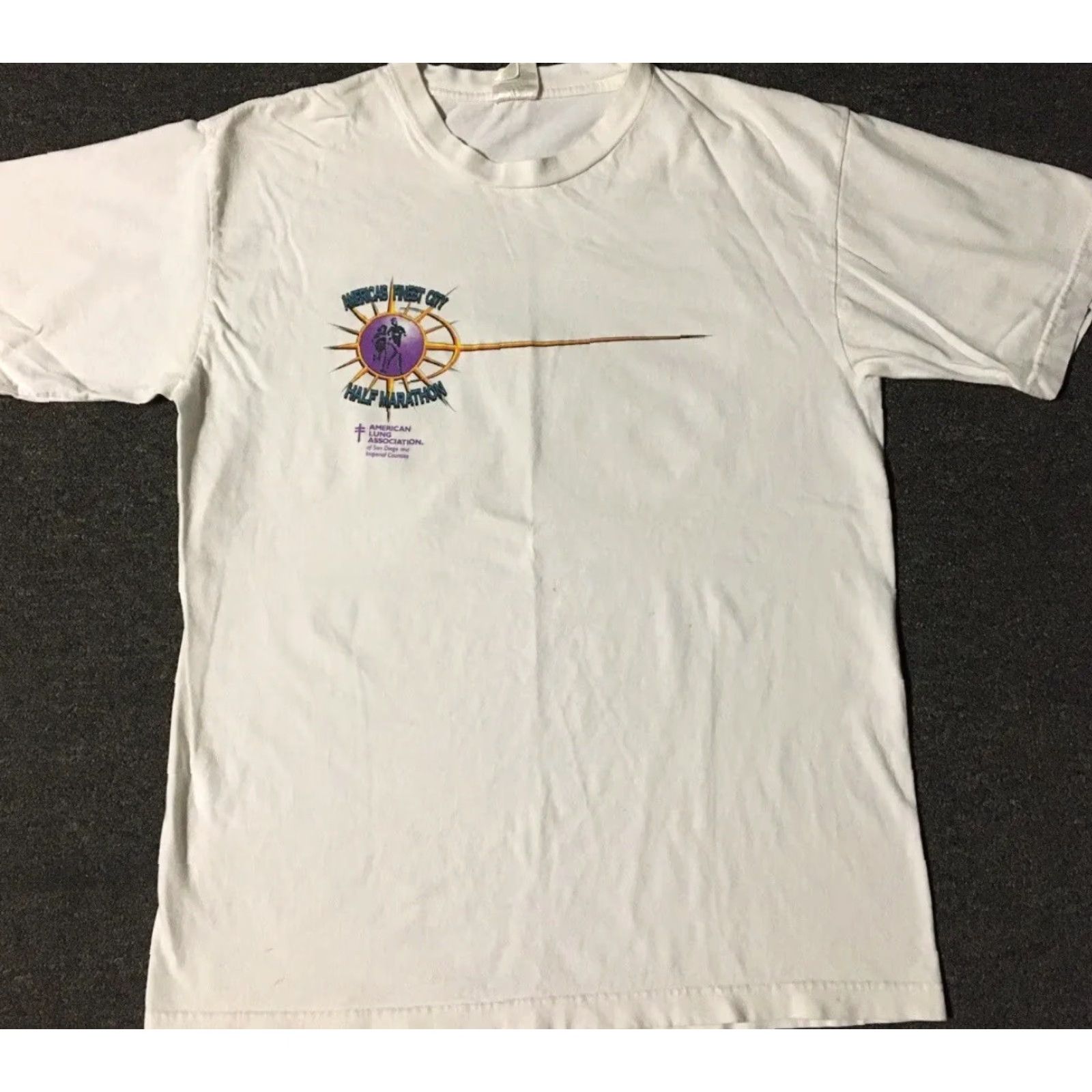 Nike VINTAGE 90s San Diego Americas Finest City Marathon Faded Shirt L White Nike OP Mens T-Shirt Surf Beach OC USA Ocean Pacific 90s Retro Size US L / EU 52-54 / 3 - 2 Thumbnail