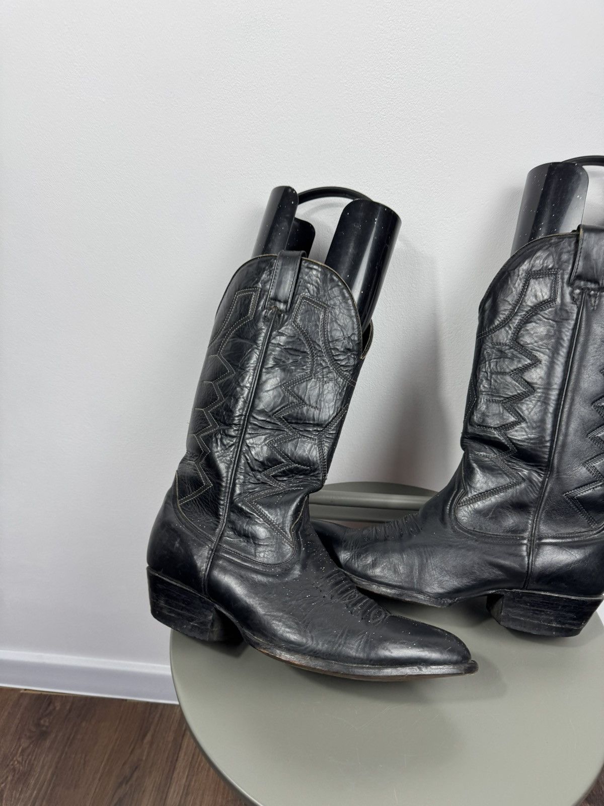 Other Vintage Black Leather Cowboy Western Boots Leather 43 EU Size US 9.5 / EU 42-43 - 2 Thumbnail